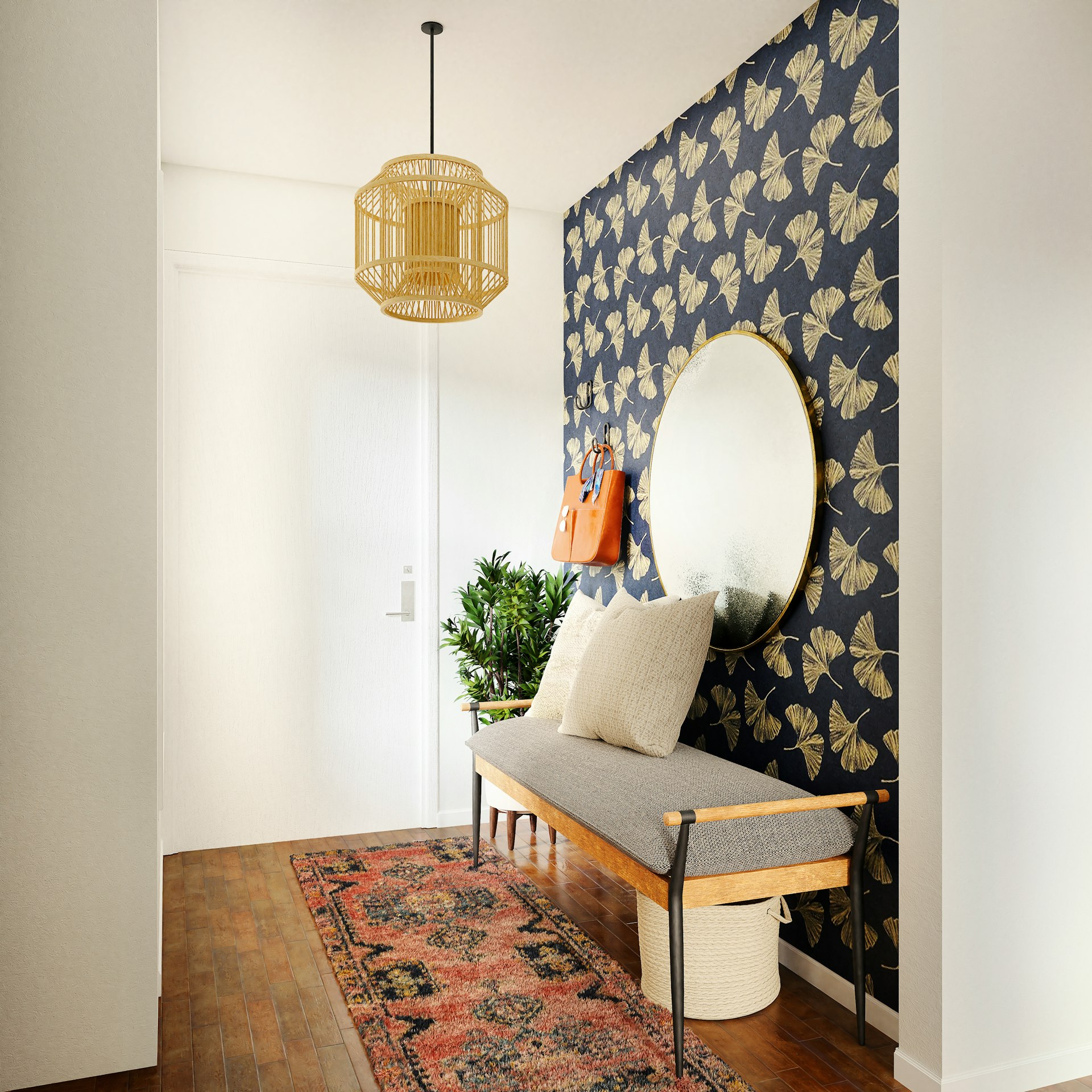 brown wooden framed white padded armchair beside brown wooden table